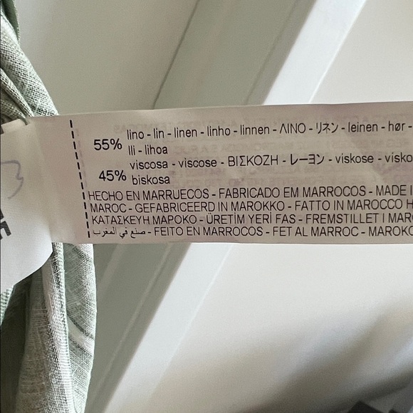 NWT ZARA Linen Blend Midi Corset Dress Green/White Striped M - Picture 9 of 11